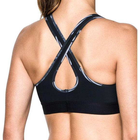 Under Armour 1300172 001 Women Sz M Crossback Debossed Sports Bra Black/White - Picture 4 of 5